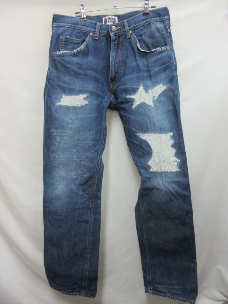 ア ベイシング エイプ 青山限定 bape ダメージ加工 ユーズド加工 デニムパンツ