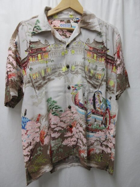 サンサーフ　スペシャルエディション　むさしや SS33560 ROYAL FLOATS＆BYODOIN アロハシャツ